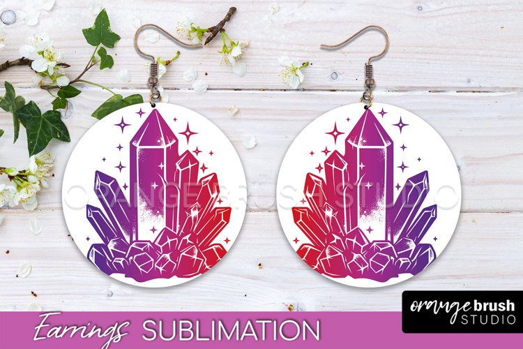 Boho Mystical Round Earrings Sublimation, Celestial Earrings