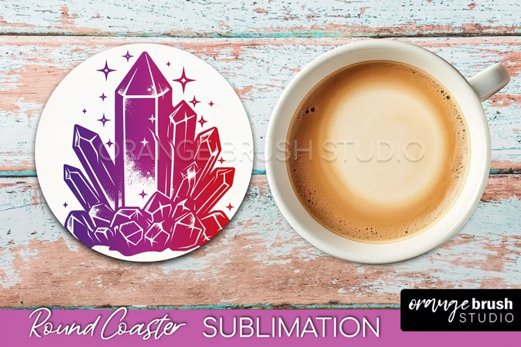Celestial Coaster Sublimation, Boho Mystical Round Coaster