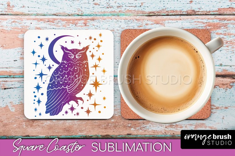 Boho Mystical Square Coaster PNG - Celestial Sublimation example image 1