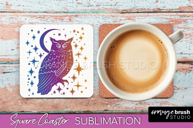 Boho Mystical Square Coaster PNG - Celestial Sublimation