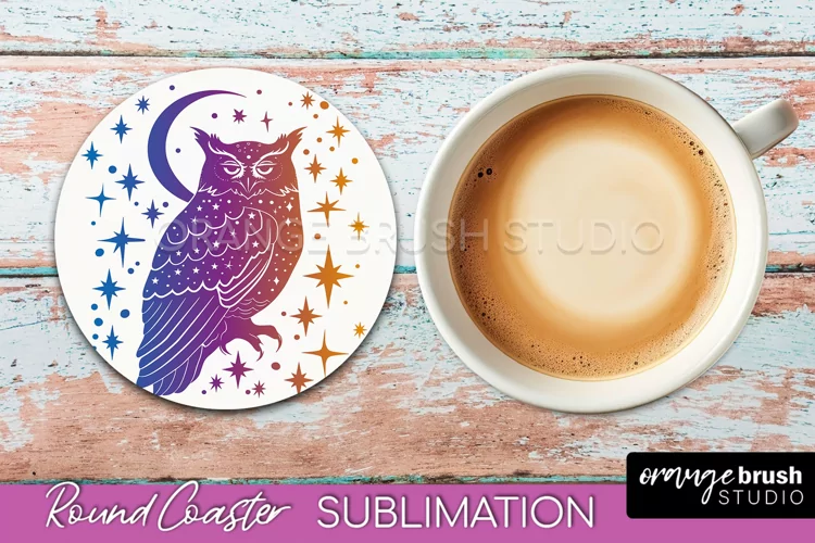 Celestial Coaster Sublimation, Boho Mystical Round Coaster