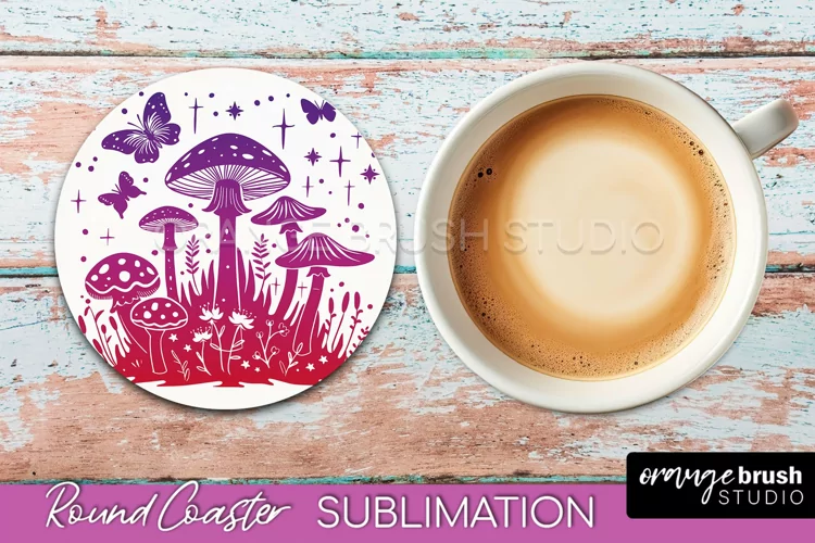Celestial Coaster Sublimation, Boho Mystical Round Coaster
