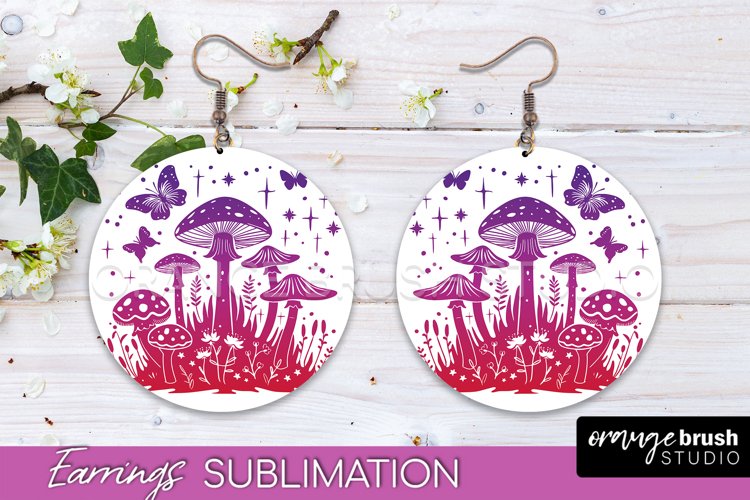 Boho Mystical Round Earrings Sublimation, Celestial Earrings example image 1