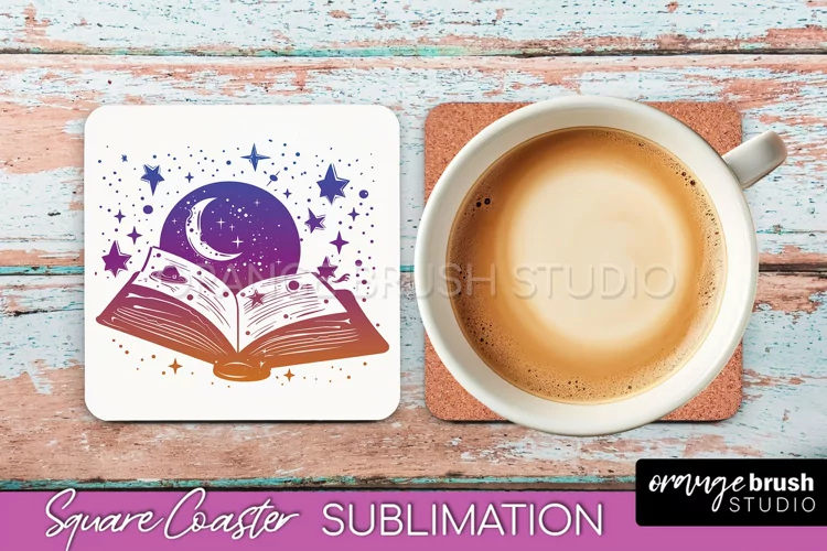 Boho Mystical Square Coaster PNG - Celestial Sublimation