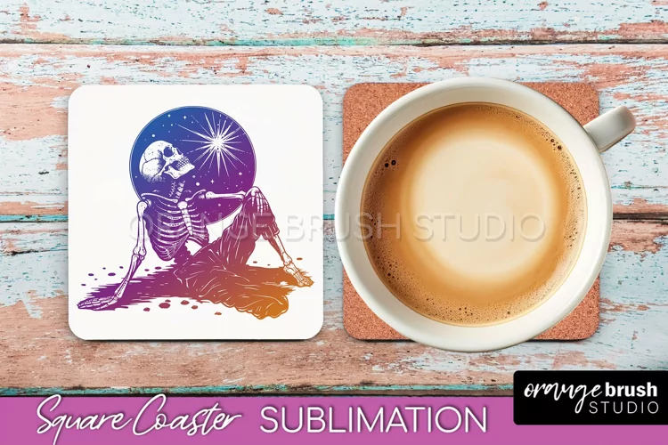 Boho Mystical Square Coaster PNG - Celestial Sublimation
