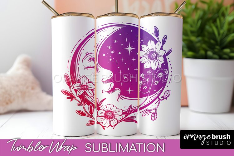 Celestial Tumbler Wrap, Boho Sublimation, Mystical Tumbler example image 1