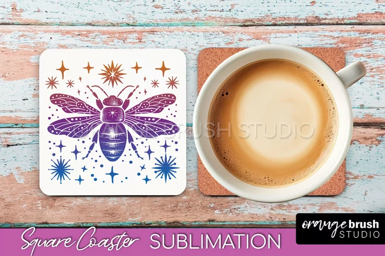 Boho Mystical Square Coaster PNG - Celestial Sublimation