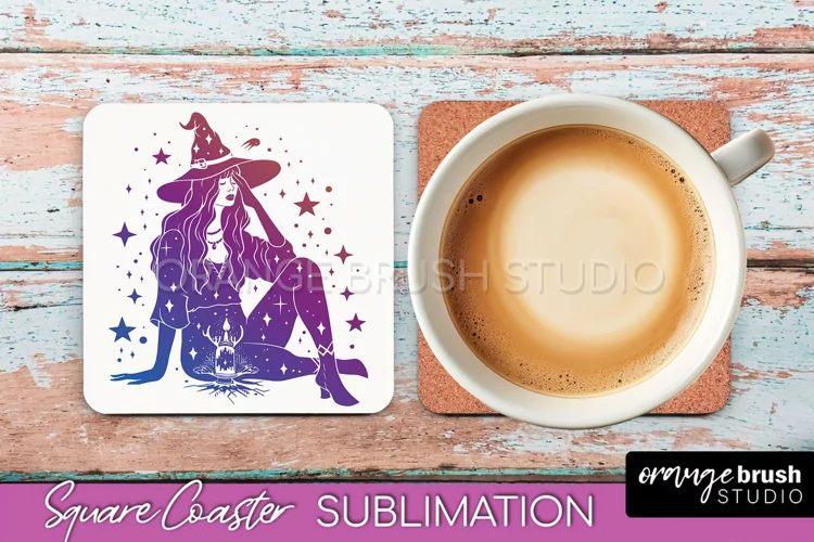 Boho Mystical Square Coaster PNG - Celestial Sublimation