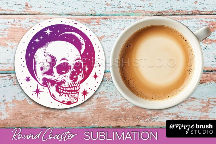 Celestial Coaster Sublimation, Boho Mystical Round Coaster