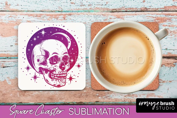 Boho Mystical Square Coaster PNG - Celestial Sublimation