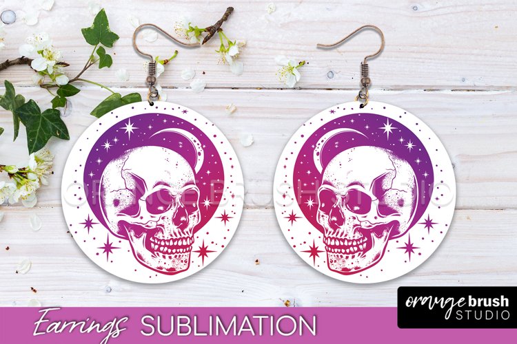 Boho Mystical Round Earrings Sublimation, Celestial Earrings