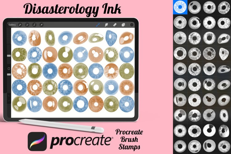 Eye Iris Set 1 Procreate Brush Stamps, 40 Eye Iris