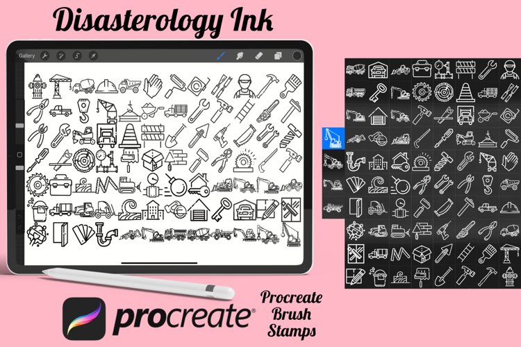 Construction Icons Outlines Set 1 Procreate Brush Stamps, 84