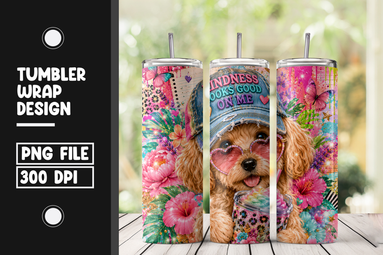 Cute Puppy 20 oz Skinny Tumbler Wrap Sublimation Design