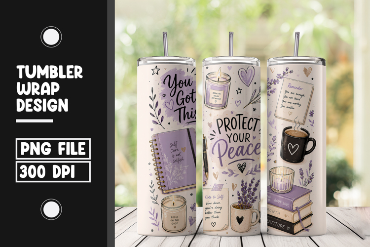 Self Care Tumbler Wrap Sublimation PNG