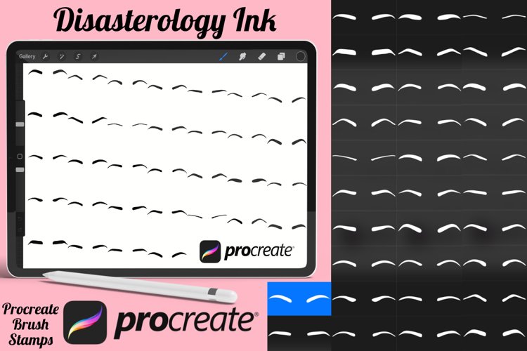 Facial Eyebrows Procreate Brush Stamps Set 2, 32 Eyebrows