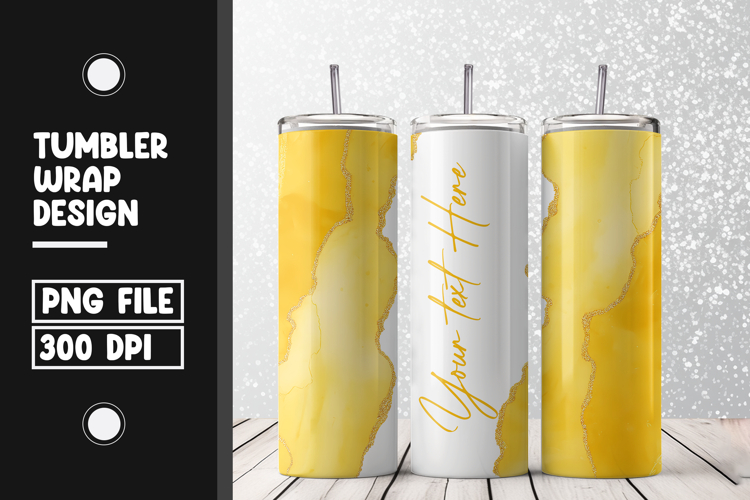 Yellow Gold Ink Tumbler Wrap PNG, Add Own Text Tumbler