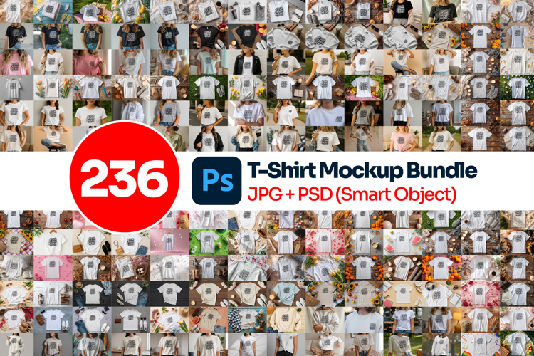236 T-Shirt PSD Mockup Mega Bundle, Women, Men T-shirt Mocku