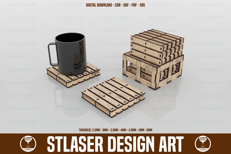 Boxed Pallet Coaster Svg Files, Laser Cutting Files