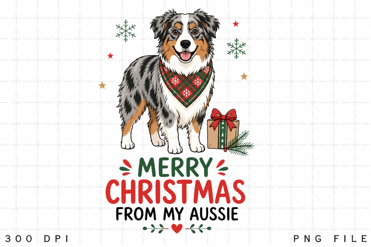 Australian Shepherd Christmas PNG, Merry Christmas From My