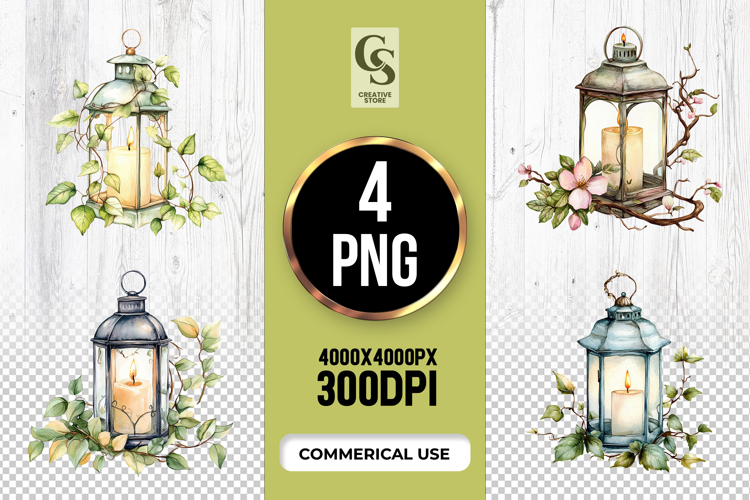 Vintage Candle Lantern Clipart Sublimation PNG