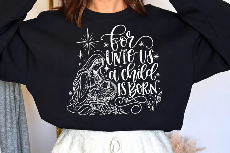 For Unto Us a Child Is Born PNG, Isaiah 9:6 Christian Nativi