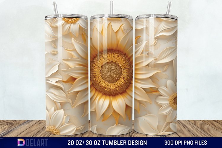 3d Sunflower floral Tumbler Wrap example image 1
