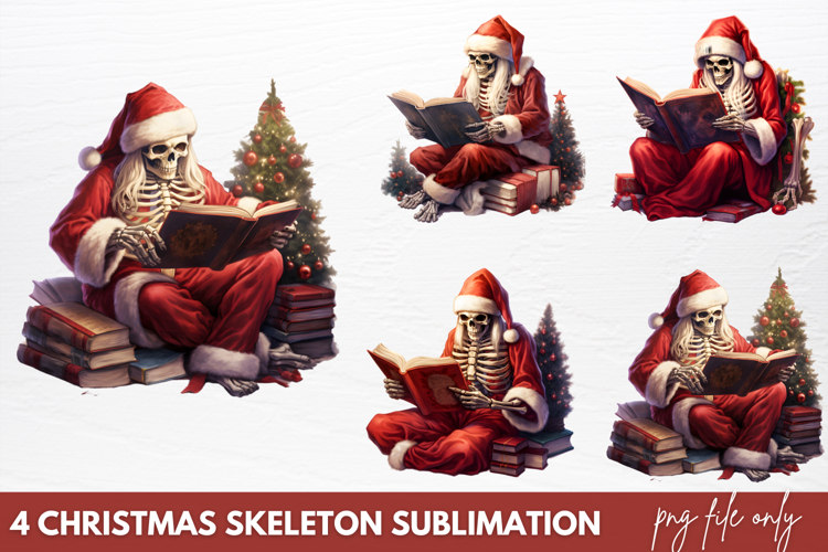 Christmas Skeleton Sublimation PNG