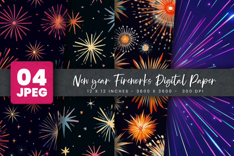 New year Fireworks Digital Paper