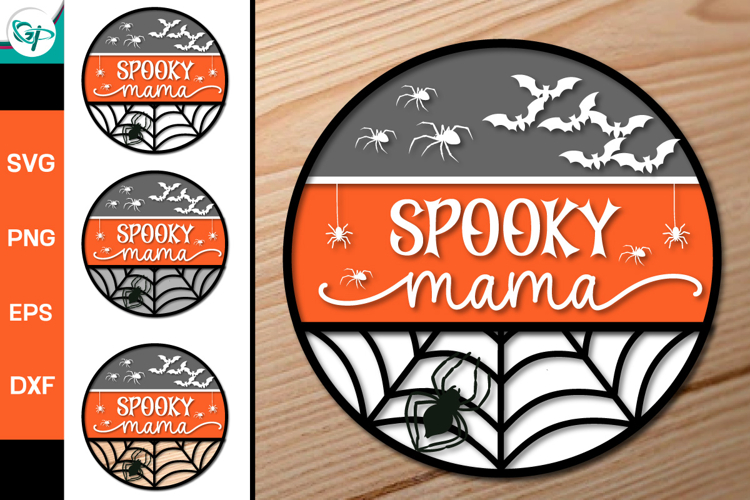 Spooky Mama Round Sign SVG | Halloween Door Hanger SVG