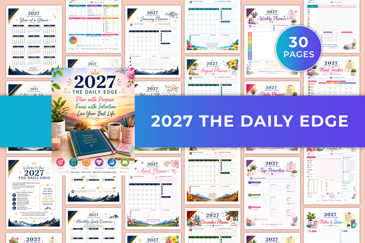 2027 The Daily Edge Planner | Goals, Productivity, Wellness