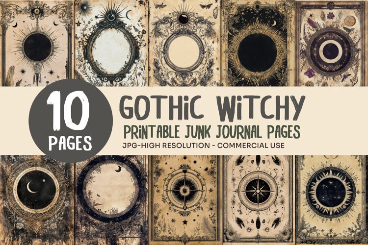 Celestial Gothic Junk Journal Pages example image 1