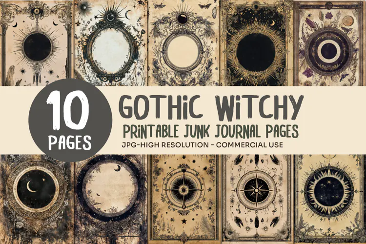 Celestial Gothic Junk Journal Pages