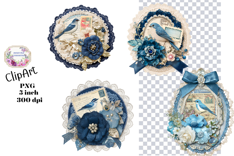 Flowers, Bird Material, Ephemera, PNG, Junk Journal, clipart