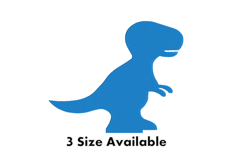 Cute Blue Dinosaur Silhouette Embroidery Design