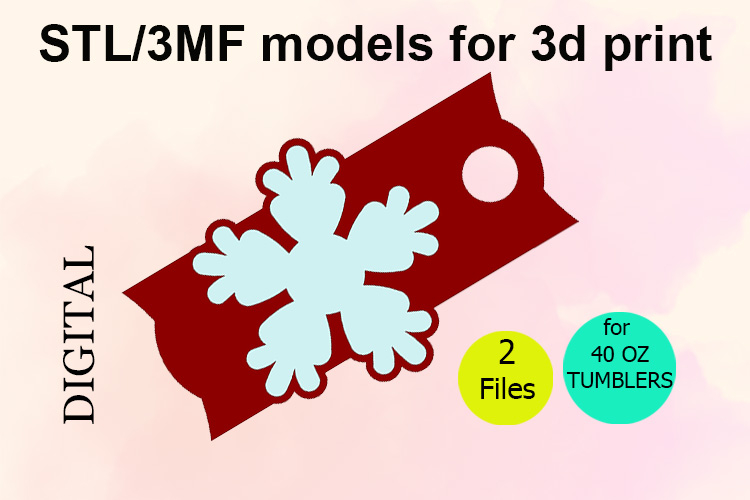 Snowflake 40 OZ Tumbler Stl/3MF Files for 3D Print