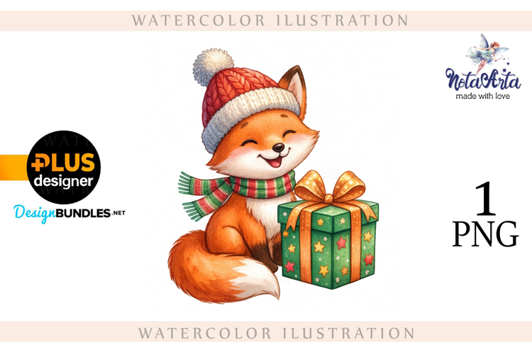 Illustration of a cute Christmas fox
