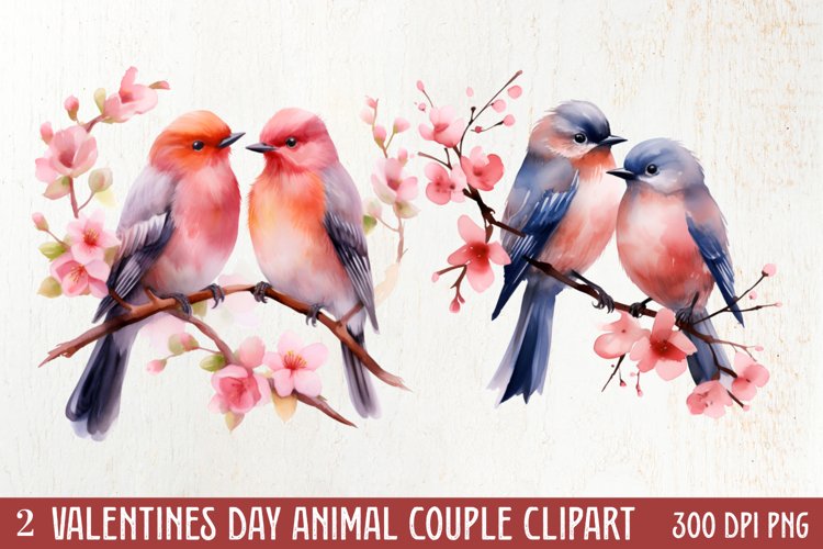 Valentines Day Animal Couple Clipart, Valentine Couple