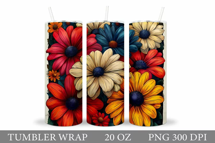 Flowers Tumbler Design. Flowers Tumbler Sublimation