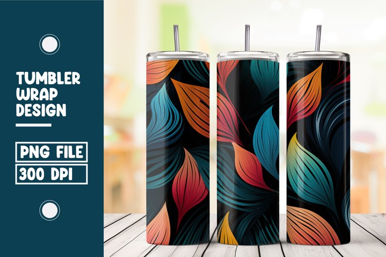 Colorful Abstract Leaves Tumbler Wrap Sublimation example image 1