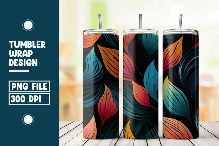 Colorful Abstract Leaves Tumbler Wrap Sublimation