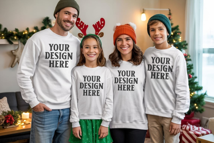 Christmas Family Matching T-Shirt Mockups | Holiday Group
