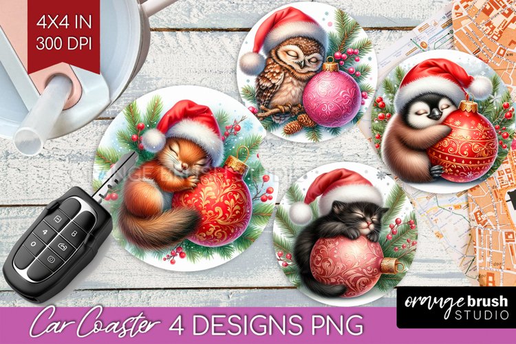 Christmas Animals Car Coaster - Cute Christmas Coaster PNG example image 1