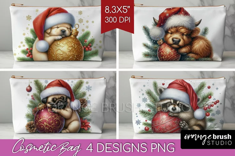 Christmas Animals Cosmetic Bag - Cute Christmas Makeup Bag