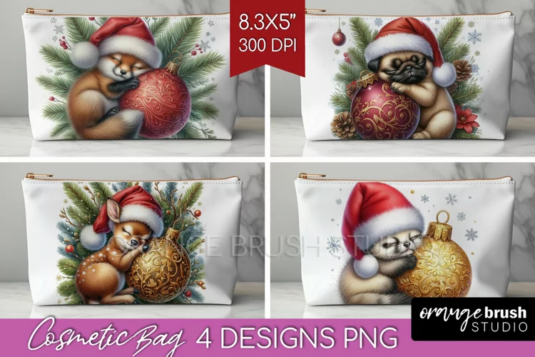 Christmas Animals Cosmetic Bag - Cute Christmas Makeup Bag