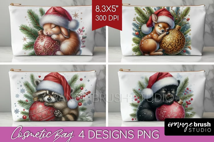 Christmas Animals Cosmetic Bag - Cute Christmas Makeup Bag