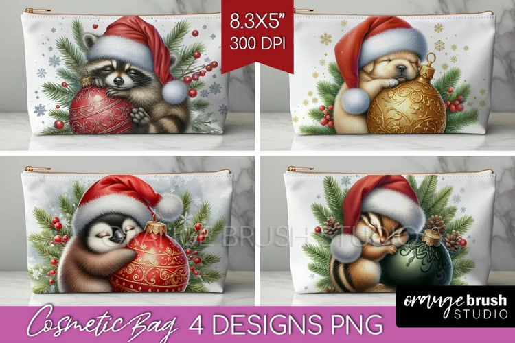 Christmas Animals Cosmetic Bag - Cute Christmas Makeup Bag
