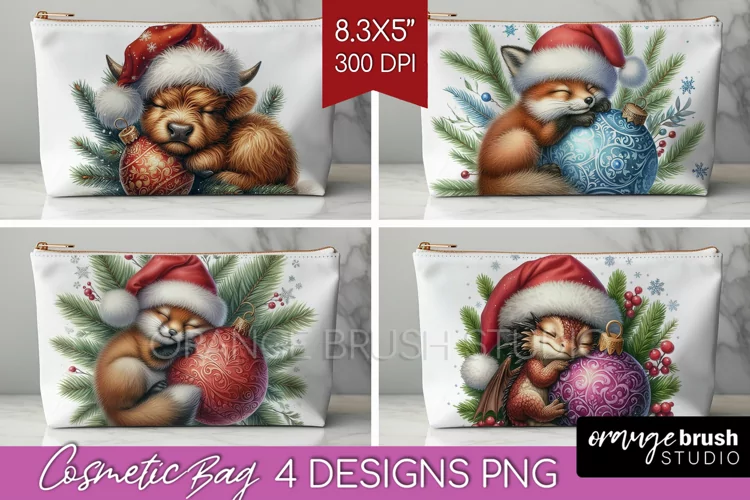 Christmas Animals Cosmetic Bag - Cute Christmas Makeup Bag