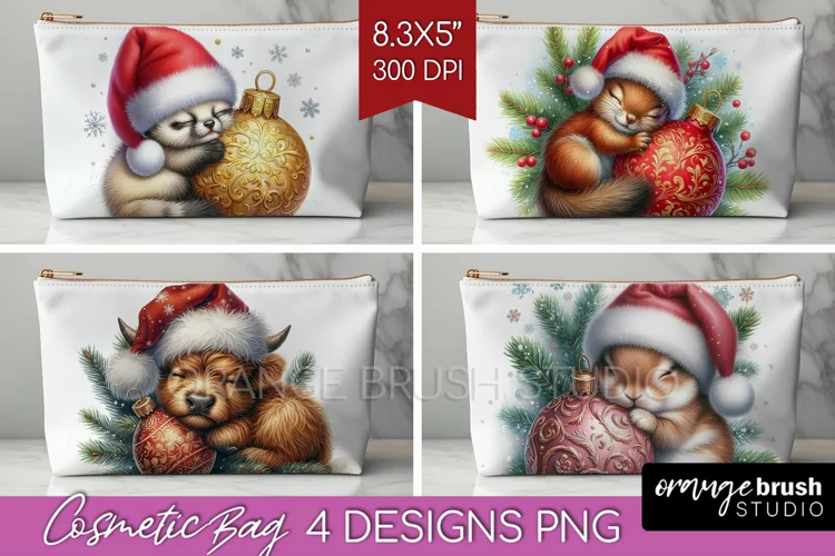 Christmas Animals Cosmetic Bag - Cute Christmas Makeup Bag