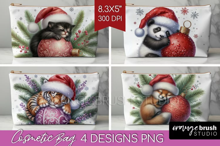 Christmas Animals Cosmetic Bag - Cute Christmas Makeup Bag